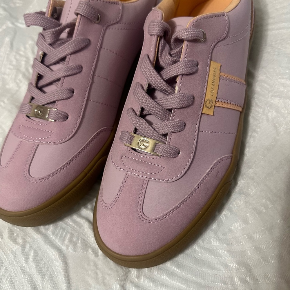 Purple and Orange Low-Top Sneakers with Gum Sole